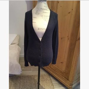 Grey and blue colorblocked cardigan